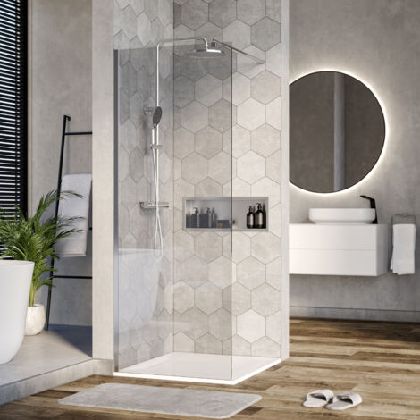 Bernstein – Paroi de douche italienne en verre 10mm – Hauteur 200cm – Barre stabilisation réglable – Largeur sélectionnable 70 à 160cm - EX101