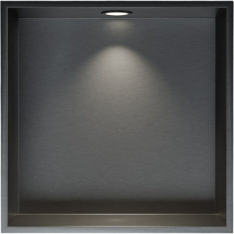 Niche De Douche Encastrée LED En Acier Inoxydable Noir Mat - Étagère Salle De Bain Sans Carrelage Nécessaire - 13