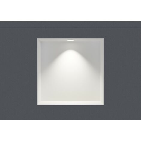 BERNSTEIN - Niche murale douche acier inox + Spot LED, étagère douche encastrable NT303010X - 30x30x10cm (HxLxP) - Blanc, 1x Spot Blanc mat