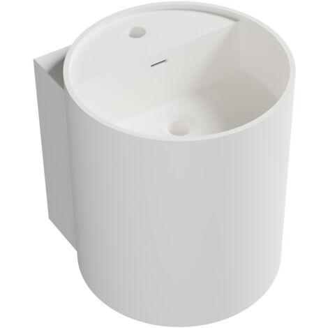 Bernstein – Vasque suspendue NT2440 en fonte minérale – Dimensions 40x42x45cm – Blanc mat – Trou de robinet pré-percé – Surface lisse et antibactérienne