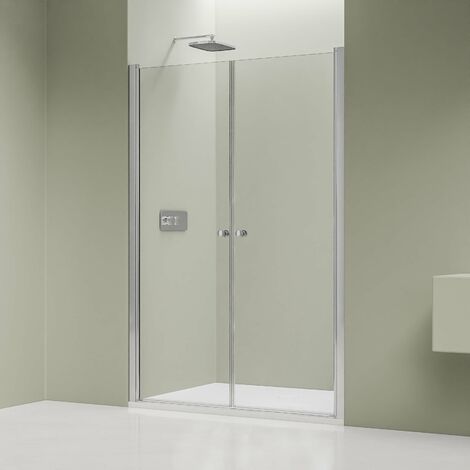 BERNSTEIN - Paroi de douche en verre 6mm Cabine de douche niche Parre douche encastrée 2 portes battantes - Toutes largeurs & couleurs dispo - Chrome, 1160mm
