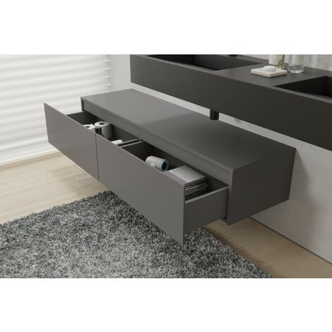 Meuble De Salle De Bain Avec Deux Tiroir, Meuble Suspendu Sous Lavabo Vasque En Ceramique Couleur Anthracite L X W X H 79 X 44 5 X 52 Cm 91757312