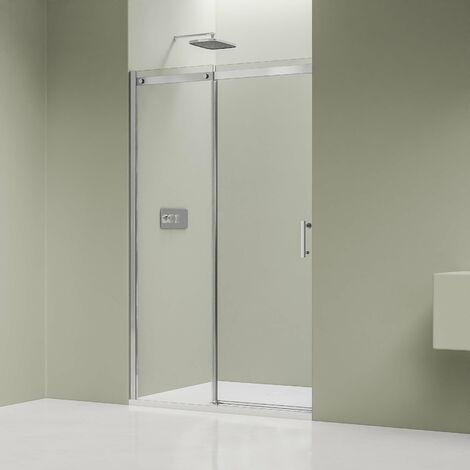 Bernstein – Paroi de douche coulissante en niche 120 cm – Verre transparent 6 mm avec traitement Nano – Profilé alu chrome 15 mm – H. 190 cm - DX806A
