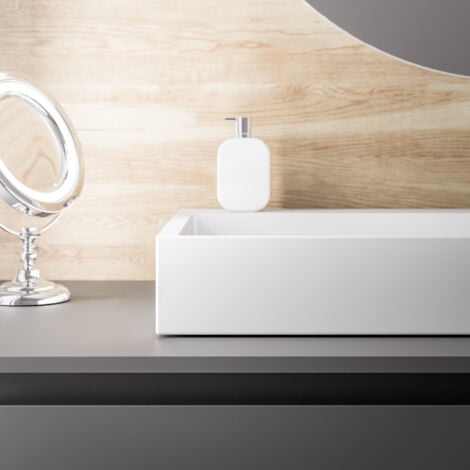 BERNSTEIN - Vasque moderne Lavabo marbre coulé, Lave main à poser - BS6001 - 46x15x 50 cm - sans trou de robinetterie