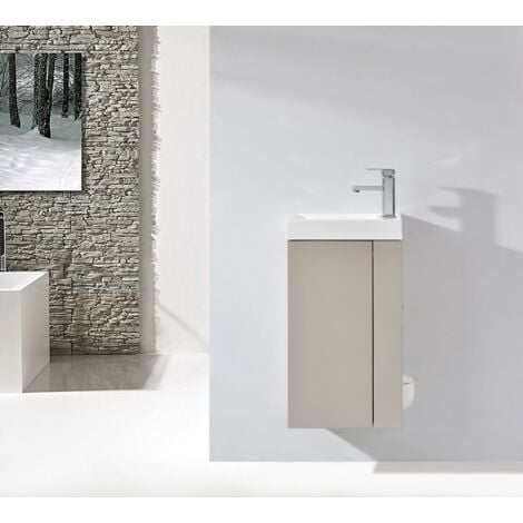 BERNSTEIN - Lave-mains pour WC ou petite salle de bain Compact 400  - laqué taupe mat Sans raccord d'écoulement