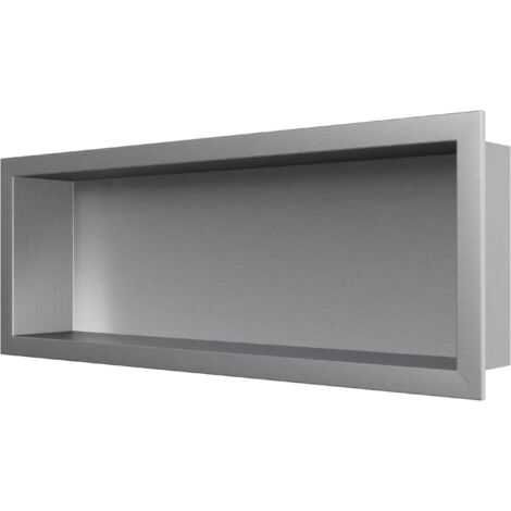 BERNSTEIN - Niche murale douche acier inoxydable, étagère rangement douche salle de bain encastrable BS206010 - 20x60x10cm - Acier brossé