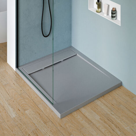 Bernstein – Receveur de douche 100x80cm en fonte minérale – Antidérapant avec pente d'écoulement – Compatible orifice 90mm – Installation plain-pied