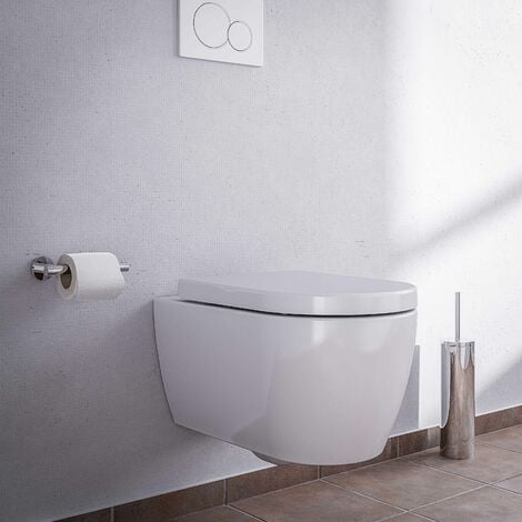BERNSTEIN - WC suspendu design sans rebords céramique sanitaire Toilettes  mural à poser avec Abattant au choix 