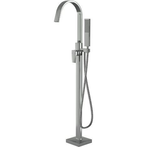 BERNSTEIN - Robinet Mitigeur de baignoire design sur pieds en acier inoxydable et laiton pour salle de bain - H. 111,6cm - NT3311 2.0 - Chrome