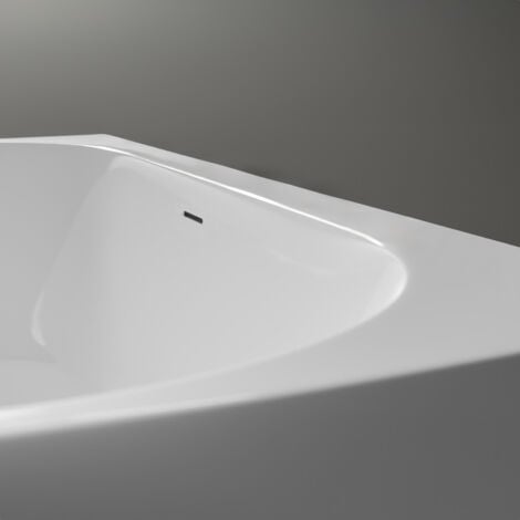 BERNSTEIN - Baignoire droite semi-îlot murale ovale design acrylique pour salle de bain, isolation thermique - Blanc - 170x80x57cm - NORA