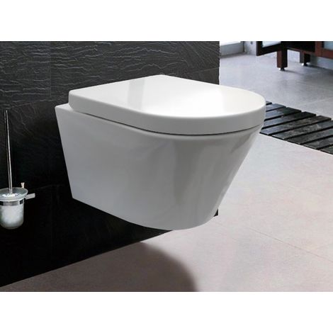 Retour à Mur Toilette Pan avec soft close siège suspendu toilettes blanc siège de toilette WC 