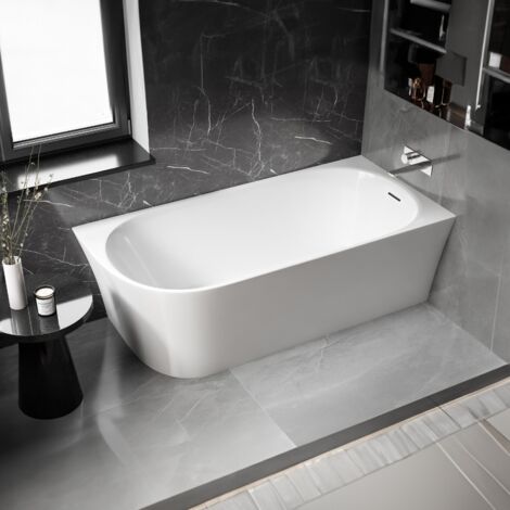 Bernstein – Baignoire d'angle acrylique 170x78x58cm – Installation à droite – Double paroi pour conservation chaleur – Siphon et vidage inclus – Garantie 5 ans