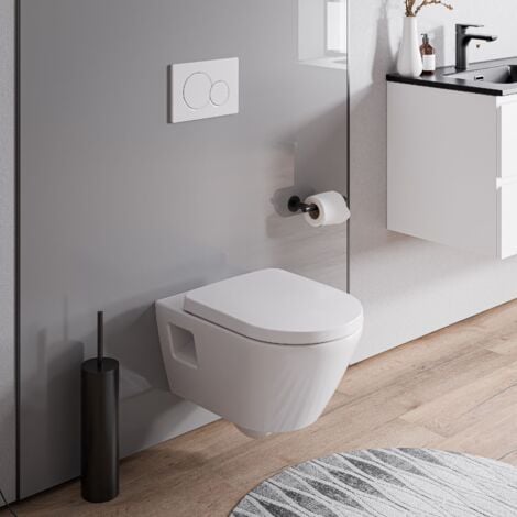 DURAVIT - WC suspendu sans rebord, Cuvette supendue avec abattant fermeture en douceur - 37x36x54cm - Blanc brillant - VIVEO