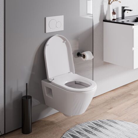 DURAVIT - WC suspendu sans rebord, Cuvette supendue avec abattant fermeture en douceur - 37x36x54cm - Blanc brillant - VIVEO