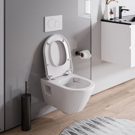 DURAVIT - WC suspendu sans rebord, Cuvette supendue avec abattant fermeture en douceur - 37x36x54cm - Blanc brillant - VIVEO