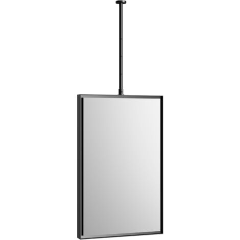Bernstein – Miroir rectangulaire suspendu 50x80cm – Cadre aluminium noir – Réglable en hauteur – Rotation 360° pour salle de bain