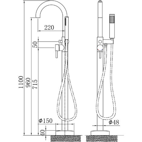 BERNSTEIN - Robinet Mélangeur Bain Sur Pied 1523C - Leroy Merlin