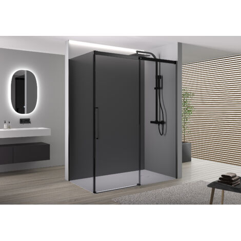 BERNSTEIN - Cabine de douche d'angle 120x90x195cm (LxPxH) verre 8mm, 1 porte coulissante, Profilé noir mat - DX906 FLEX