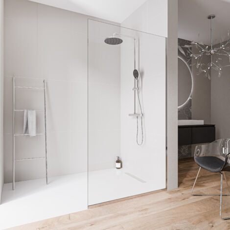 BERNSTEIN - Paroi de douche italienne 160x220cm, verre NANO 10mm, profilé mural + sol chrome - EX102-2 1600 mm, Avec profilé de sol