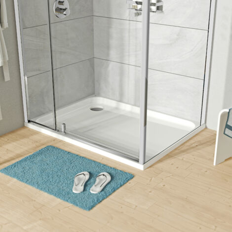 Bernstein – Receveur de douche acrylique 90x80cm – Blanc brillant – Installation de plein pied – Drain dans le coin – Surface lisse et facile à nettoyer