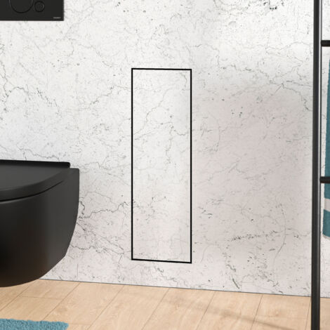 Bernstein – Module WC encastré carrelable en acier inox – Charnière gauche/droite – Fonction Push-to-Open – Avec support brosse toilettes