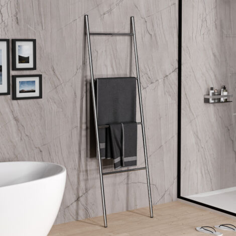 BERNSTEIN - Echelle porte serviette murale Carré Blanc mat 49x8x170cm (LxPxH) design acier inox - Série OLA