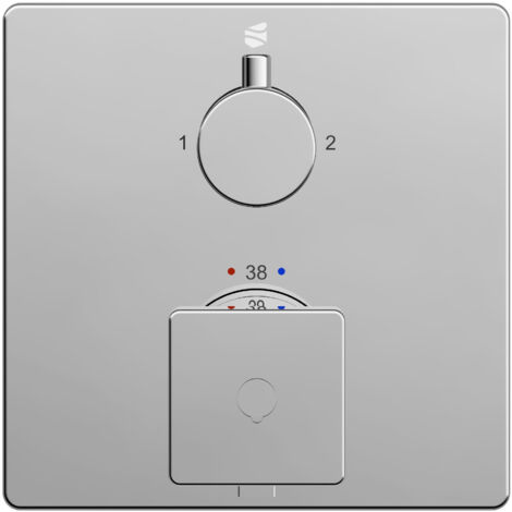 BERNSTEIN - Robinet mitigeur thermostatique de douche mural encastré Laiton Chrome, 2 sorties, Fonction anti-brûlure - 14x14x7cm (LxHxP) - LAVOA Chrome
