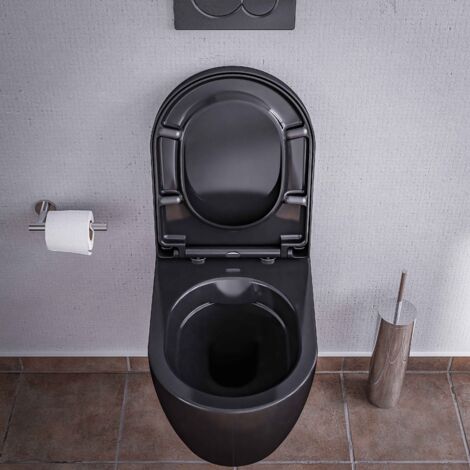 BERNSTEIN WC suspendu à fond creux sans bride NANO NT2039 noir  abattant Softclose inclus Standard