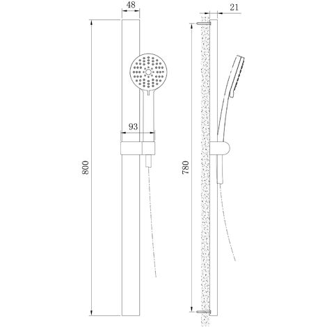 Coude de raccordement mural CZT050-1 en laiton et acier inoxydable - Avec  support, flexible et douchette