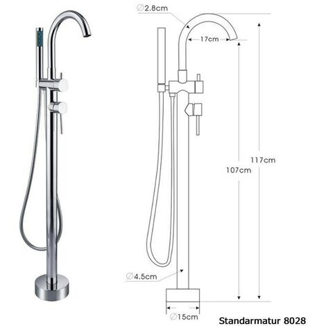 BERNSTEIN - Baignoire îlot SIENA en acrylique sanitaire blanc mat ou blanc brillant - 173 x 73 x 75 cm - robinetterie et accessoires en option Avec raccord standard 8028, Avec siphon, Blanc mat (1/4)
