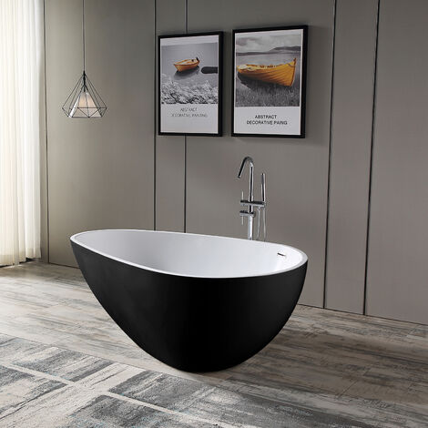 INTEGRA - Baignoire bain douche blanc - avec Tablier noir et Pare baignoire  (3 volets) offert