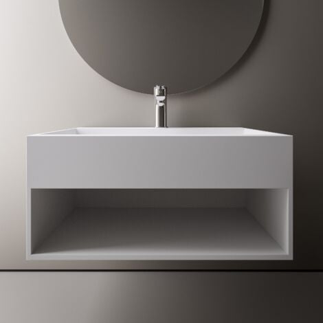 Etagère murale, 60 à 120 cm, blanc mat, Solid surface