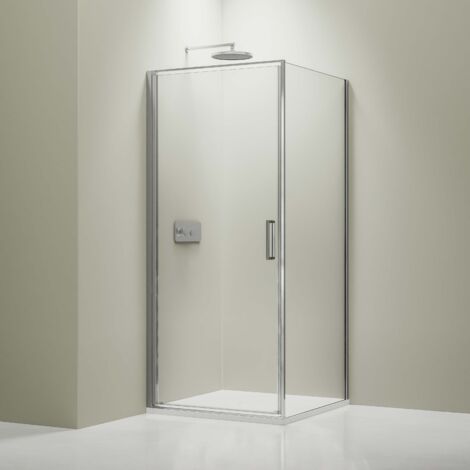 BERNSTEIN - Paroi de douche d'angle en verre véritable NANO de 8mm NT416 - en option : couleur des profilés et dimensions Chrome, 90 cm, 90 cm (1/5)