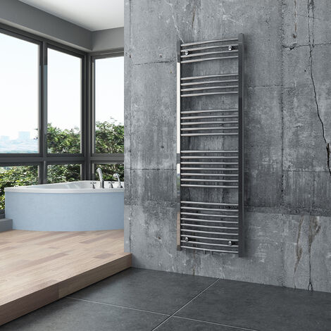 BERNSTEIN - Radiateur sèche-serviettes design acier inoxydable de salle de bain - Chrome - R20C - Connexion et dimensions au choix1500x500mm (en), Mit Handtuchhalter gebogen (de), Sans kit de connexio
