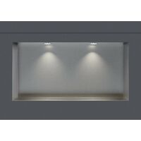 BERNSTEIN - Niche murale douche acier inox + 2 Spots LED, étagère douche encastrable NT306010X - 30x60x10cm (HxLxP) - Acier brossé, 2x Spot Chrome