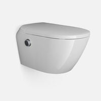 BERNSTEIN - Toilettes Japonaises céramique WC japonais suspendu, WC lavant hygiénique avec Télécommande, siège chauffant, Filtre odeurs, Séchoir air chaud - Blanc - 59,5x42,5x43cm - T640 PRO