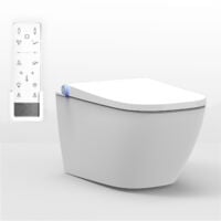 BERNSTEIN - Toilettes japonaises suspendues céramique, WC japonais lavant avec télécommande, jets réglables, filtre odeurs, séchoir air chaud, rinçage Vortex 180° - Blanc - 59,3x38,4x38cm - Pro+1104