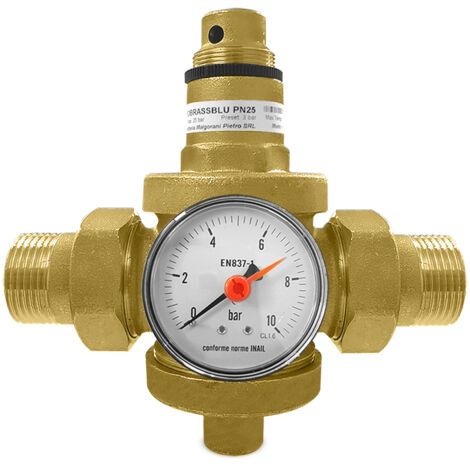 Riduttore di pressione in ottone per acqua calda ad azione diretta da 3/4" M (1/3)