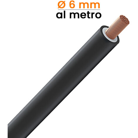 Cavo nero per fotovoltaico, sezione 6 mm, lunghezza 1 metro lineare (1/2)