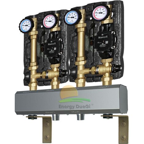 Gruppo di rilancio a bassa temperatura con collettore di distribuzione per impianti a pavimento su piu' livelli- portate sino a 2 m3/h e 50 Kw (1/5)