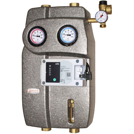 Modulo solare a due vie per alte portate da 1"1/4 M, flussometro 5-42 l/min, pompa WILO Para Maxo 25-180-08