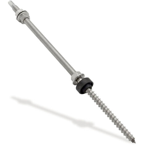 Vite doppio filetto per fissaggio M12x350 per tetti in ondulina. Completa di dadi, guarnizione di tenuta (1/2)