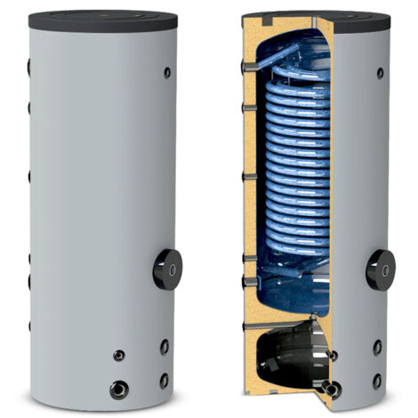 Termoaccumulo combinato per pompa di calore da 250  litri con scambiatore fisso per produzione di acqua calda sanitaria e puffer da 60 litri (1/3)