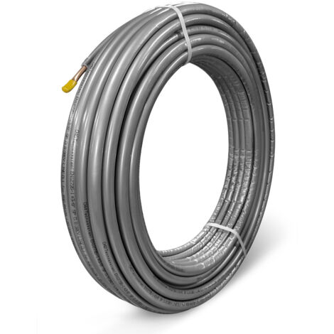 Tubo in rame singolo isolato GREY per gas R32/R410A da 3/8" spessore rame 0,8 mm, lunghezza 50 metri (1/2)