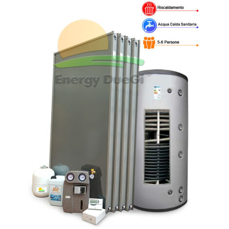 Kit impianto solare termico per stoccaggio di Acqua da Riscaldamento e produzione Acqua Calda Sanitaria, 5-6 persone, termoaccumulo combinato 600 litri, EFMAX (1/5)