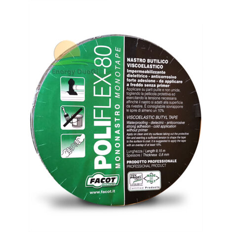 POLIFLEX-80 Rotolo sigillante di guarnizione butilica ed elevata tenuta per tetti, per lamiera grecata - h 50 x 9,15 m (1/4)