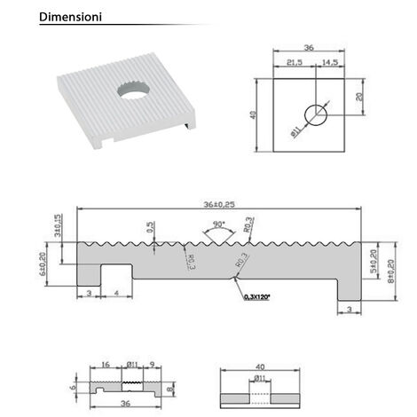 Binario Di Fissaggio In Alluminio 4x15 Cm – Forma Semicircolare Con Fori Per Montaggio A Vite