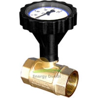 Valvola a sfera per alte temperature con termometro BLU e valvola di non ritorno da 3/4" F, temperatura 0-120 oC