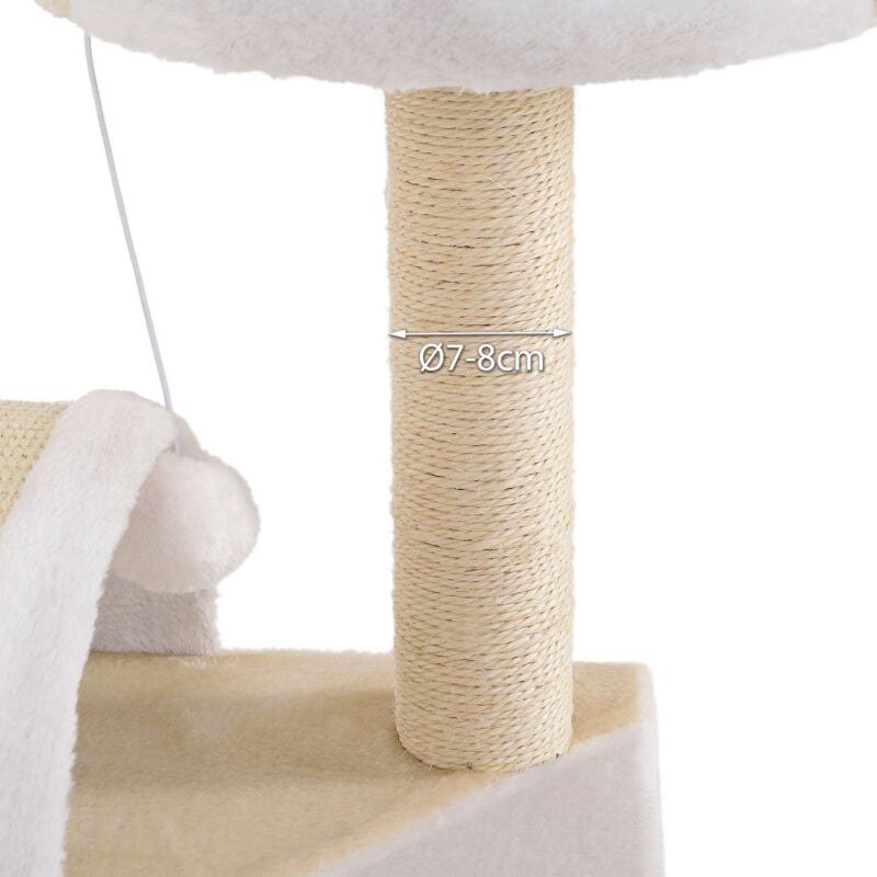 lionto Kratzbaum Kletterbaum Katzenkratzbaum Höhe 43 cm beige/weiß
