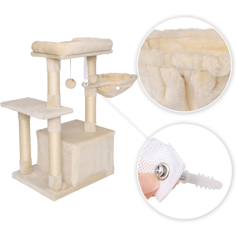 lionto Kratzbaum Kletterbaum Katzenkratzbaum Katzenbaum Höhe 85 cm Beige